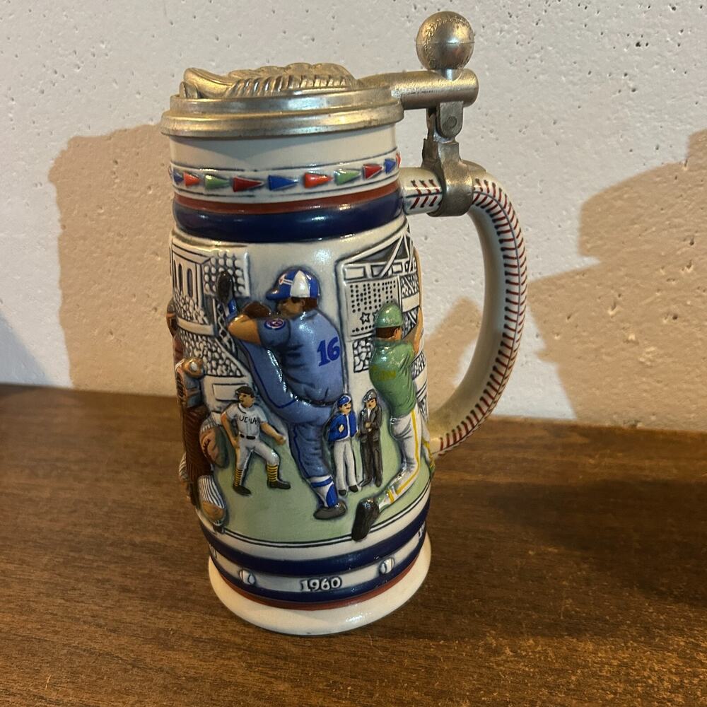 Beer Stein Vintage 1984 AVON Great American Baseball Ceramic Lidded Ceramarte